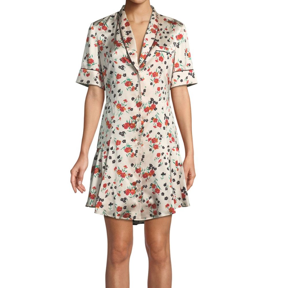 A.L.C Ruthie Floral Stretch-Silk Button-Front Dress